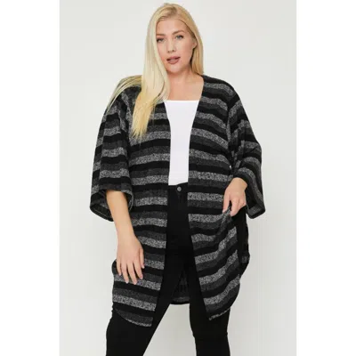Fashnzfab Multi-color Striped Cardigan In Black