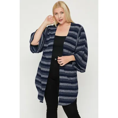 Fashnzfab Multi-color Striped Cardigan In Blue