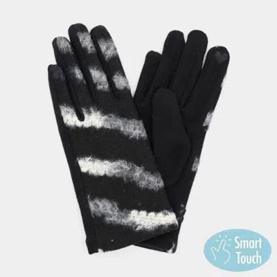 Fashnzfab Multi Color Yarn Pattern Smart Touch Gloves In Black