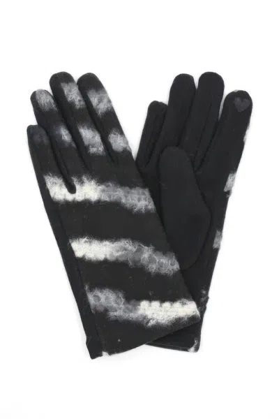 Fashnzfab Multi Color Yarn Pattern Smart Touch Gloves In Black