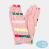 Fashnzfab Multi Color Yarn Pattern Smart Touch Gloves In Pink