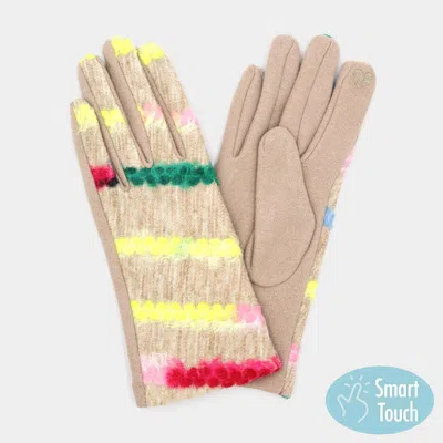 Fashnzfab Multi Color Yarn Pattern Smart Touch Gloves In Brown