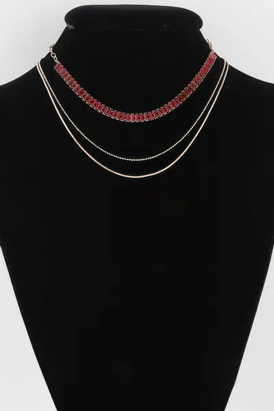 Fashnzfab Multi Crystal Bead Necklace In Gold