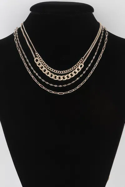 Fashnzfab Multi Curb Mariner Chain Necklace In White