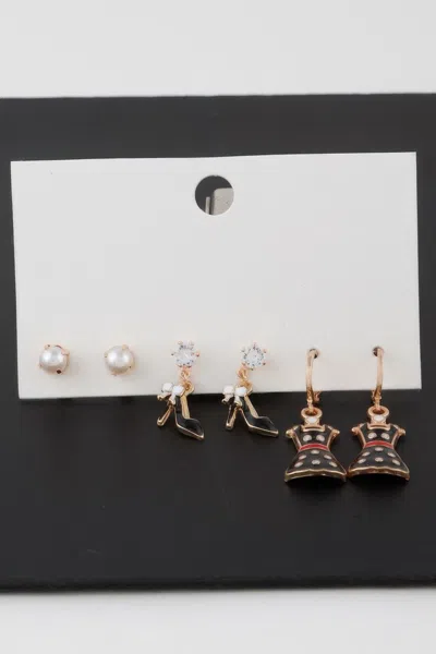 Fashnzfab Multi Fashion Earrings Set In Red