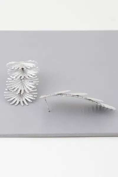 Fashnzfab Multi Flare Leaf Drop Earrings In Silver