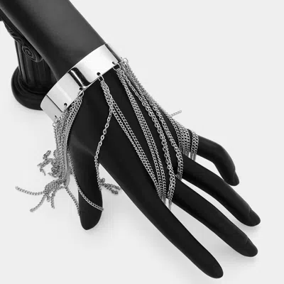 Fashnzfab Multi Fringe Metal Cuff Bracelet In Metallic