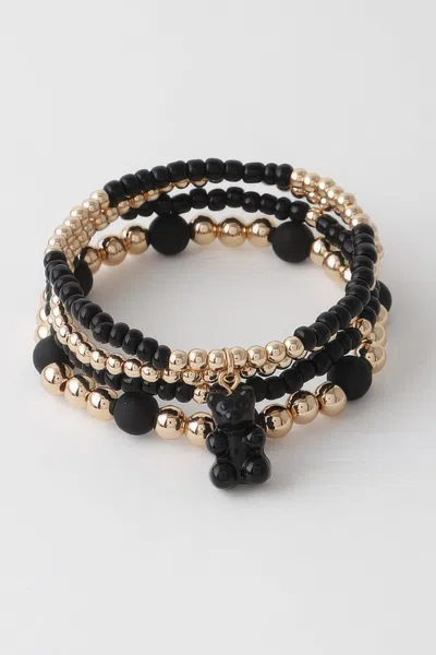 Fashnzfab Multi Gummy Bear Charm Bracelet In Black