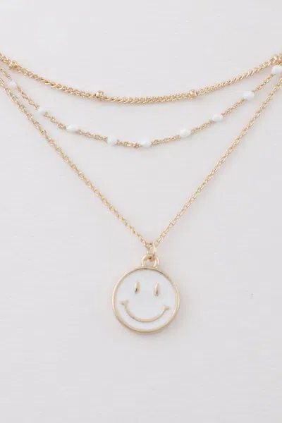 Fashnzfab Multi Happy Face Necklace In Gold