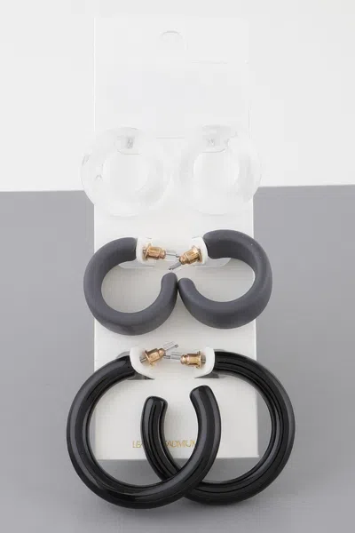 Fashnzfab Multi Hoop Earrings Set In Black