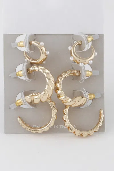 Fashnzfab Multi Hoop Earrings Set In Orange