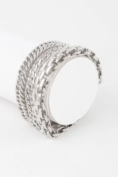 Fashnzfab Multi Layer Chain Bracelet Sleek Design In Metallic