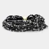 Fashnzfab Multi Layered Bead Stretch Bracelet Jet Black, Rhodium In Multi
