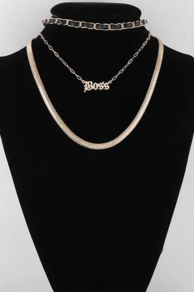 Fashnzfab Multi Layered Boss Statement Necklace In Gold