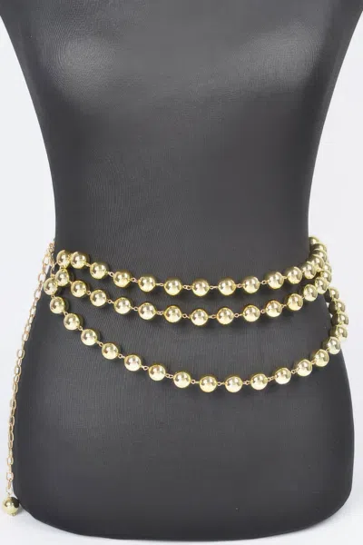 Fashnzfab Multi Layered Ccb Ball Chain Belt In Orange
