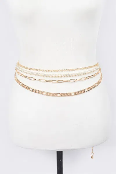 Fashnzfab Multi Layered Chain Belt In Gold