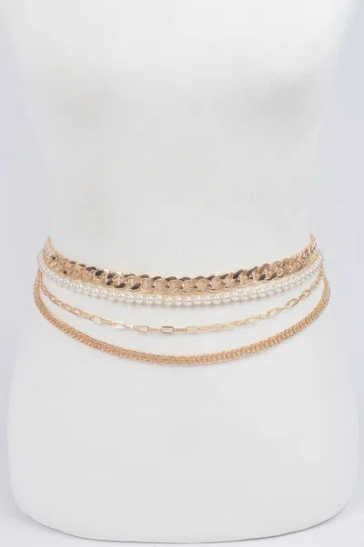Fashnzfab Multi Layered Chain Belt In Green