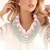 Fashnzfab Multi Layered Chunky Pearl Beaded Strand Statement Necklace In Pink