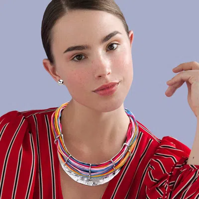 Fashnzfab Multi Layered Colorful Cord Necklace