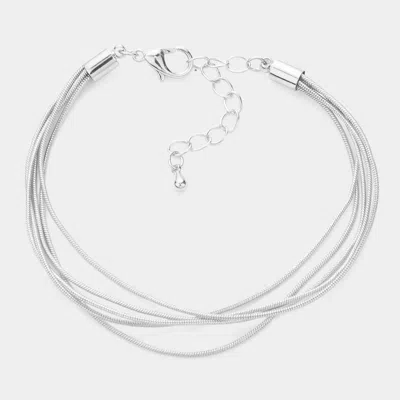 Fashnzfab Multi Layered Metal Bracelet Rhodium