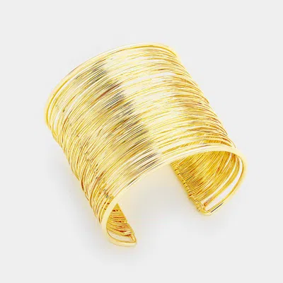 Fashnzfab Multi Layered Metal Cuff Bracelet Gold
