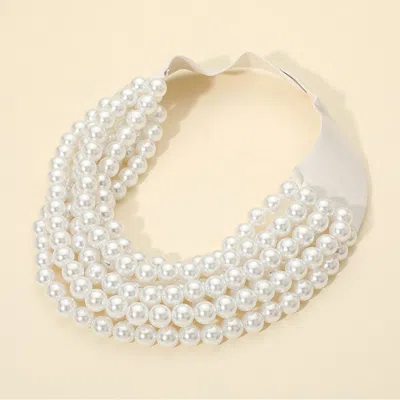 Fashnzfab Multi Layered Pearl Beaded Collar Magnetic Necklace In Silver