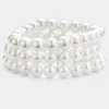 Fashnzfab Multi Layered Pearl Stretch Bracelet White In White