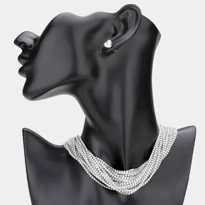 Fashnzfab Multi Layered Rhinestone Choker Necklace