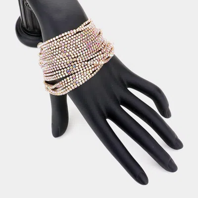 Fashnzfab Multi Layered Rhinestone Evening Bracelet