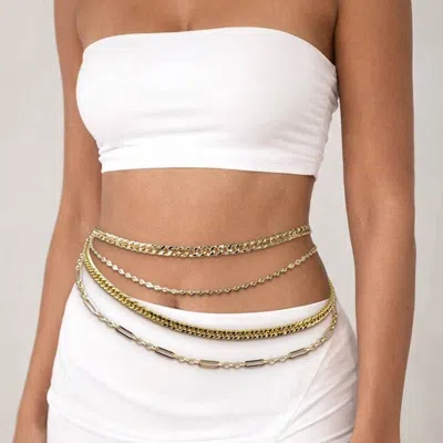 Fashnzfab Multi Layered Waist Chain Belt In Gold