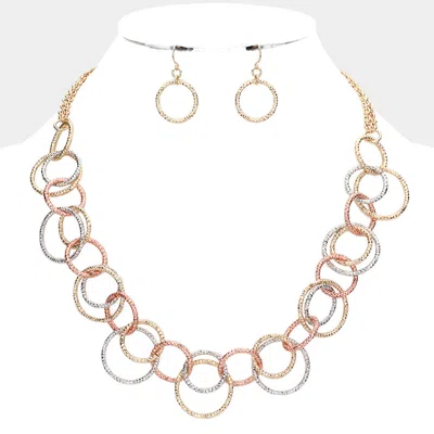 Fashnzfab Multi Link Open Circle Metal Necklace - Gold, Multi