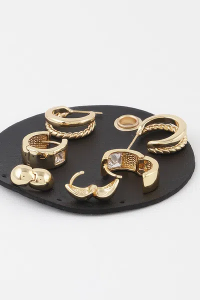 Fashnzfab Multi Luxury Hoop Earrings Set In Gold