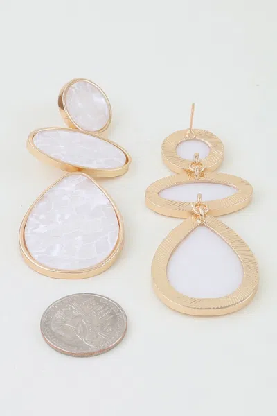 Fashnzfab Multi Marble Brick Drop Earrings In Gold