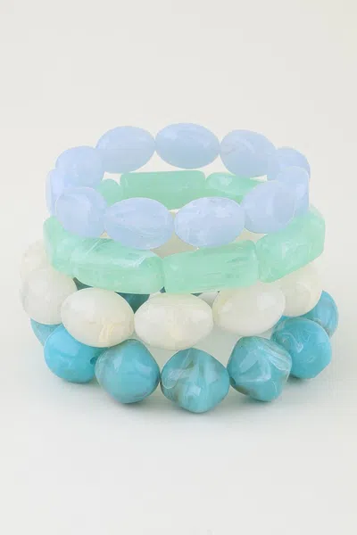 Fashnzfab Multi Marble Stone Beaded Bracelet In Green