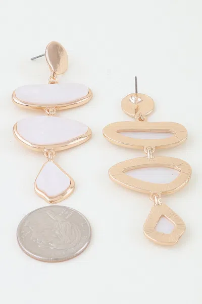 Fashnzfab Multi Marble Stone Drop Earrings In Gold