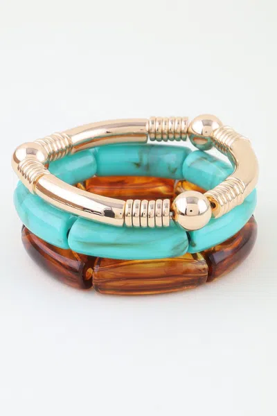 Fashnzfab Multi Marble Tube Bracelet In Neutral