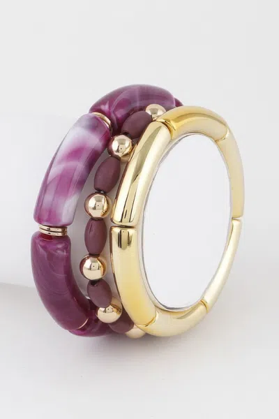Fashnzfab Multi Marble Tube Bracelet In Purple