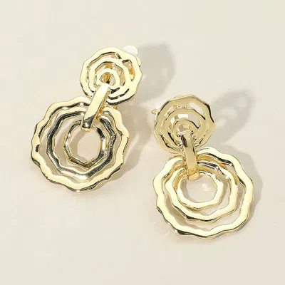 Fashnzfab Multi Metal Circle Doorknocker Clip On Earrings In Gold