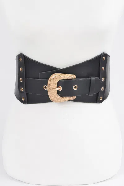 Fashnzfab Multi Metal Elastic Belt In Black