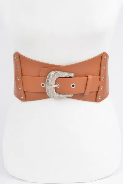 Fashnzfab Multi Metal Elastic Belt In Brown