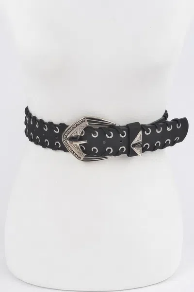 Fashnzfab Multi Metal Eyelet Belt In Black