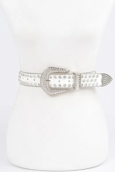 Fashnzfab Multi Metal Stone Studded Plus Belt In White