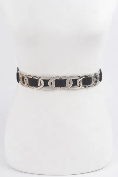 Fashnzfab Multi Metal Stretch Belt In Black