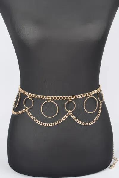 Fashnzfab Multi O Ring Layered Chain Belt In Gold