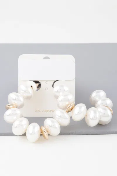 Fashnzfab Multi Oval Pearl Hoop Earrings In Gold