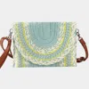 Fashnzfab Multi Pattern Straw Clutch / Crossbody Bag In Green