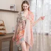Fashnzfab Multi Patterned Tassel Cover Up Kimono Poncho In Orange