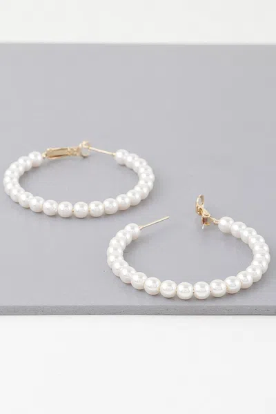 Fashnzfab Multi Pearl Hoop Earrings In Gold