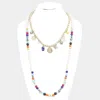Fashnzfab Multi Pendant Semi Precious Wood Ball Necklace In Multi