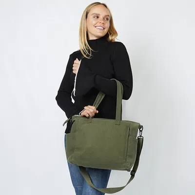 Fashnzfab Multi Pocket Corduroy Tote Bag In Green